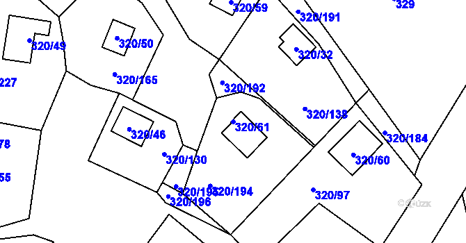 Parcela st. 320/61 v KÚ Frymburk, Katastrální mapa