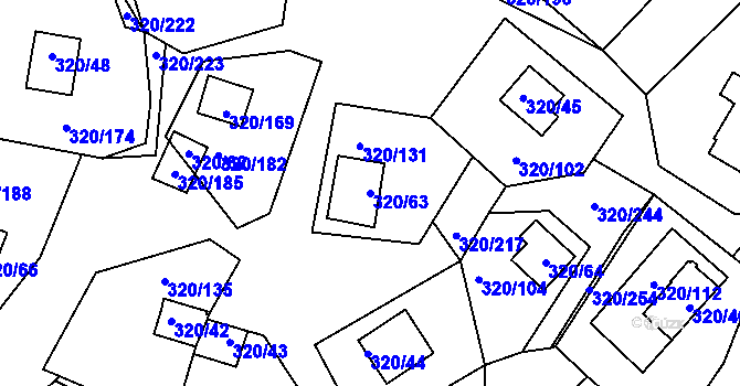Parcela st. 320/63 v KÚ Frymburk, Katastrální mapa