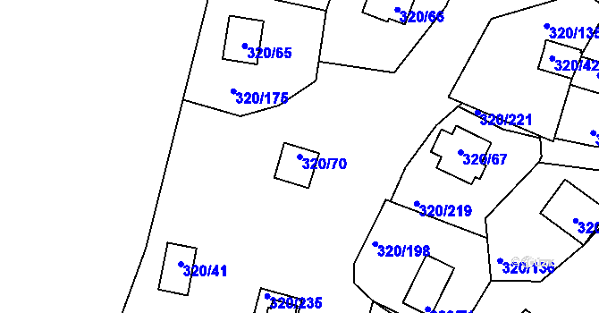 Parcela st. 320/70 v KÚ Frymburk, Katastrální mapa