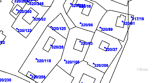 Parcela st. 320/83 v KÚ Frymburk, Katastrální mapa