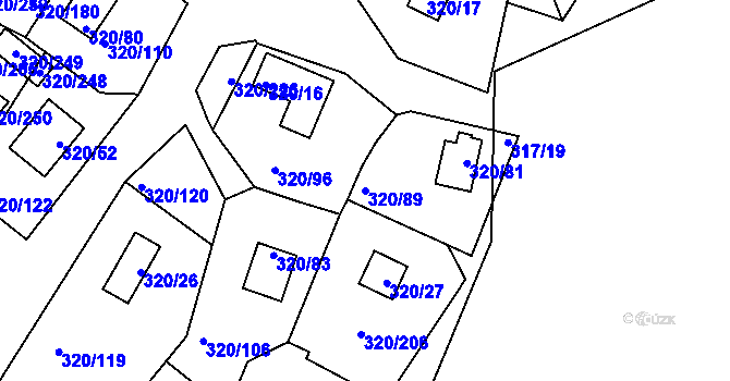 Parcela st. 320/89 v KÚ Frymburk, Katastrální mapa