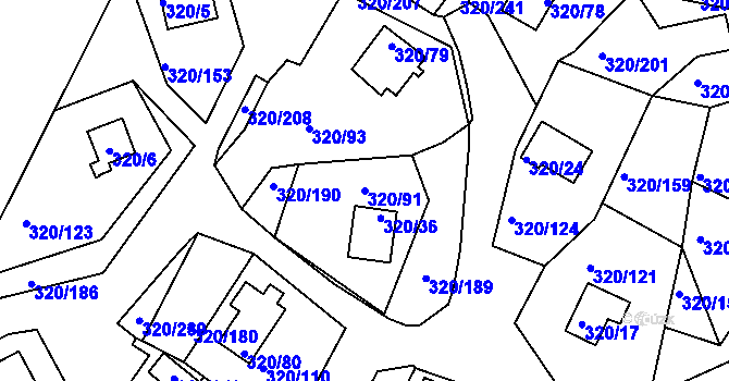Parcela st. 320/91 v KÚ Frymburk, Katastrální mapa