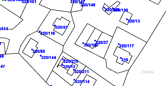 Parcela st. 320/100 v KÚ Frymburk, Katastrální mapa