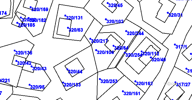 Parcela st. 320/104 v KÚ Frymburk, Katastrální mapa