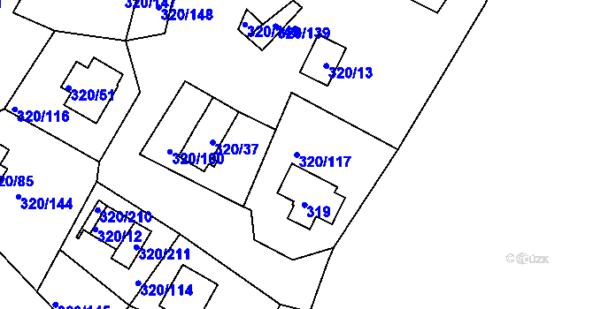 Parcela st. 320/117 v KÚ Frymburk, Katastrální mapa