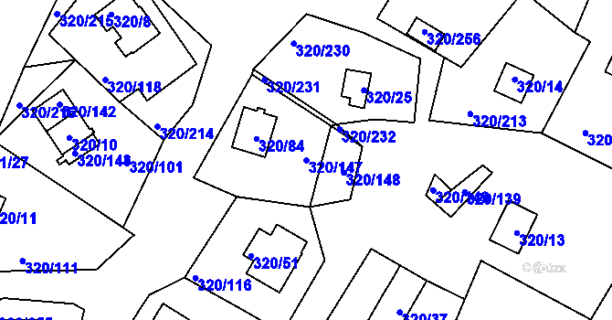 Parcela st. 320/147 v KÚ Frymburk, Katastrální mapa