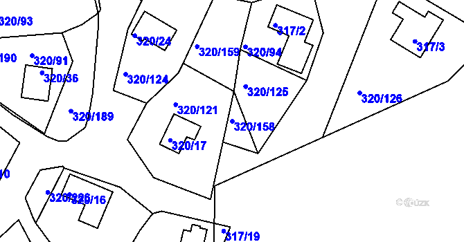 Parcela st. 320/158 v KÚ Frymburk, Katastrální mapa