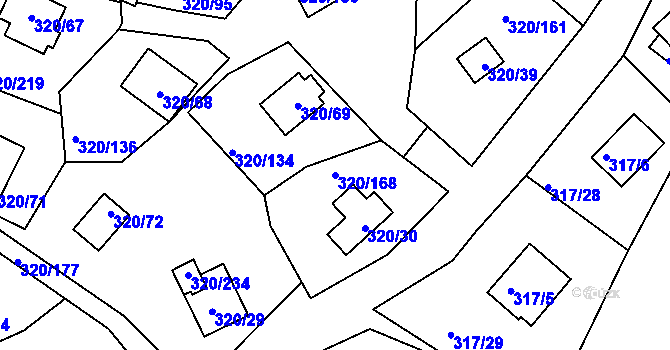 Parcela st. 320/168 v KÚ Frymburk, Katastrální mapa