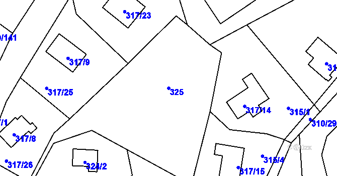 Parcela st. 325 v KÚ Frymburk, Katastrální mapa