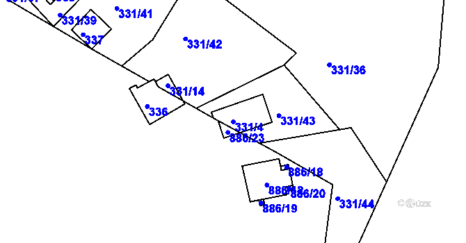 Parcela st. 331/4 v KÚ Frymburk, Katastrální mapa