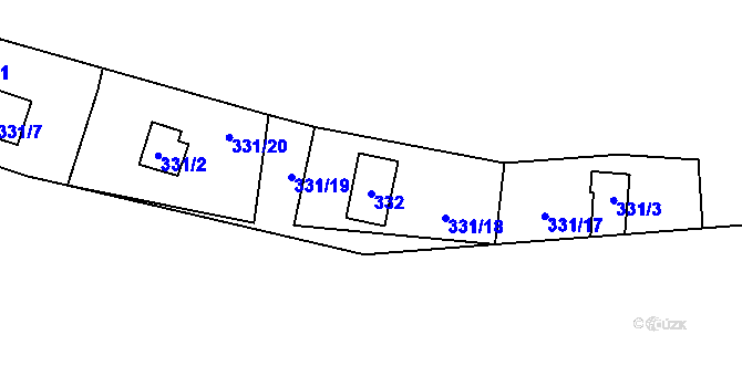 Parcela st. 332 v KÚ Frymburk, Katastrální mapa