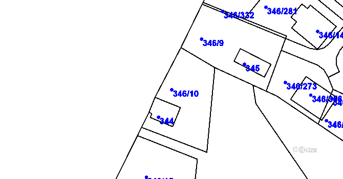 Parcela st. 346/10 v KÚ Frymburk, Katastrální mapa