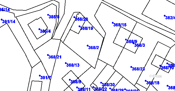 Parcela st. 368/2 v KÚ Frymburk, Katastrální mapa