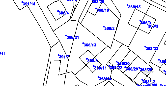 Parcela st. 368/13 v KÚ Frymburk, Katastrální mapa