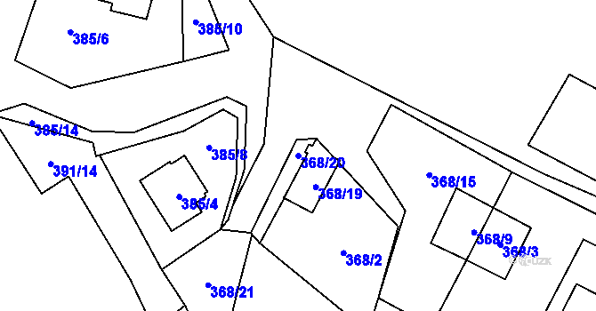 Parcela st. 368/20 v KÚ Frymburk, Katastrální mapa