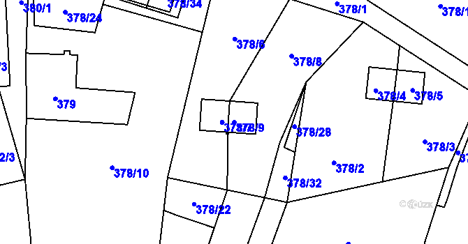 Parcela st. 378/9 v KÚ Frymburk, Katastrální mapa