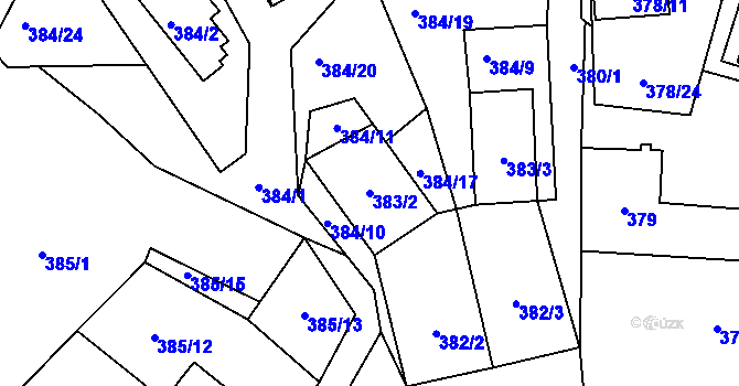 Parcela st. 383/2 v KÚ Frymburk, Katastrální mapa