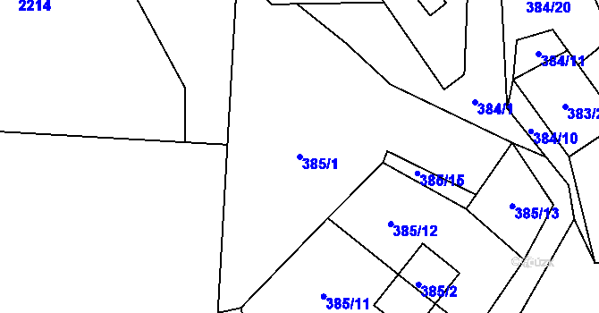 Parcela st. 385/1 v KÚ Frymburk, Katastrální mapa