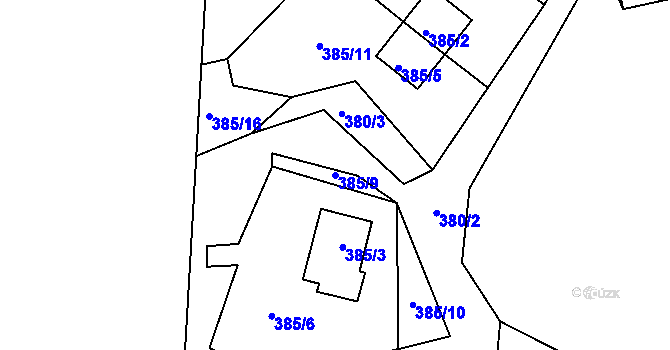 Parcela st. 385/9 v KÚ Frymburk, Katastrální mapa