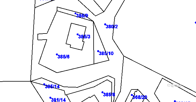 Parcela st. 385/10 v KÚ Frymburk, Katastrální mapa