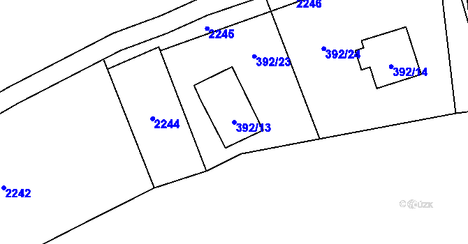 Parcela st. 392/13 v KÚ Frymburk, Katastrální mapa
