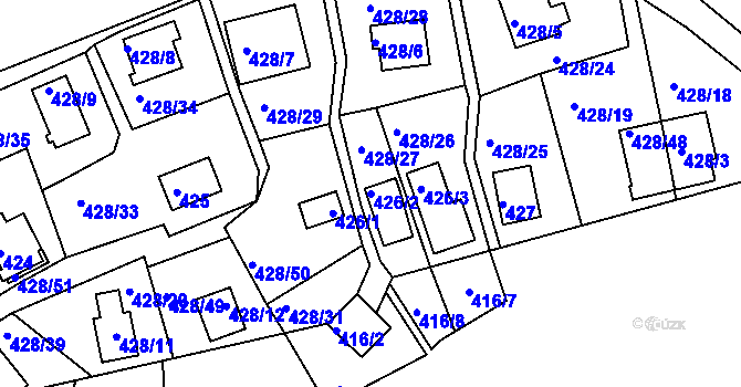 Parcela st. 426/2 v KÚ Frymburk, Katastrální mapa
