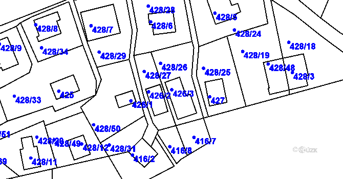 Parcela st. 426/3 v KÚ Frymburk, Katastrální mapa