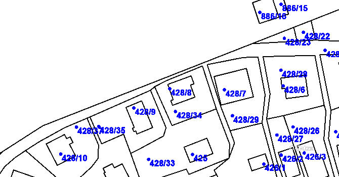 Parcela st. 428/8 v KÚ Frymburk, Katastrální mapa