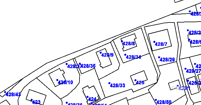 Parcela st. 428/9 v KÚ Frymburk, Katastrální mapa