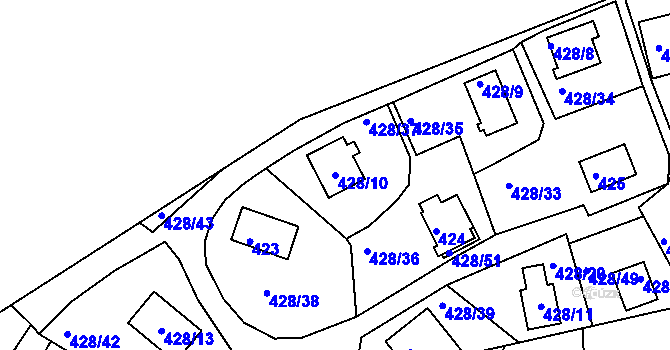 Parcela st. 428/10 v KÚ Frymburk, Katastrální mapa