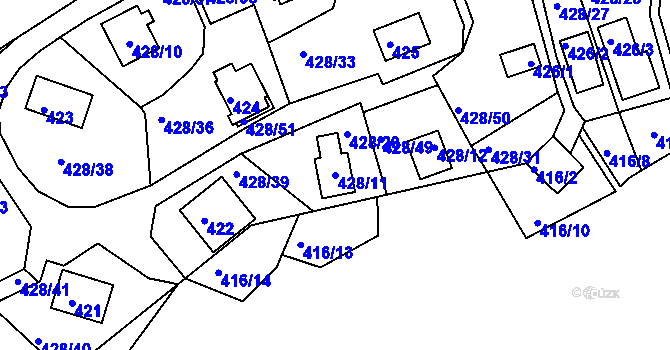 Parcela st. 428/11 v KÚ Frymburk, Katastrální mapa