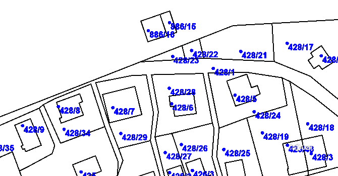 Parcela st. 428/28 v KÚ Frymburk, Katastrální mapa
