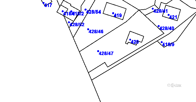 Parcela st. 428/47 v KÚ Frymburk, Katastrální mapa