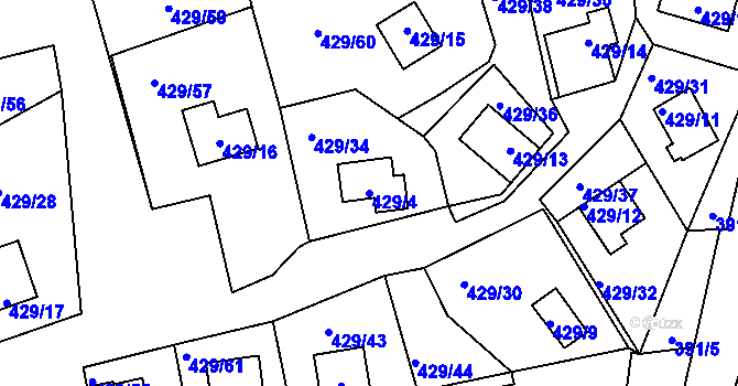 Parcela st. 429/4 v KÚ Frymburk, Katastrální mapa