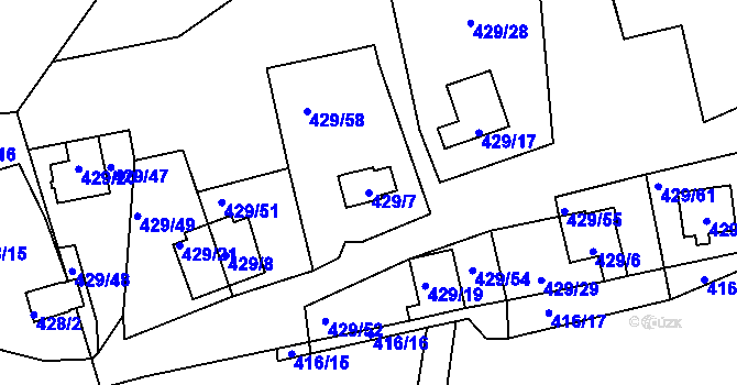 Parcela st. 429/7 v KÚ Frymburk, Katastrální mapa