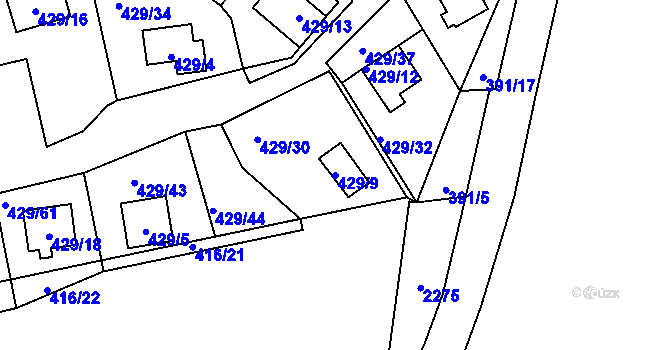 Parcela st. 429/9 v KÚ Frymburk, Katastrální mapa