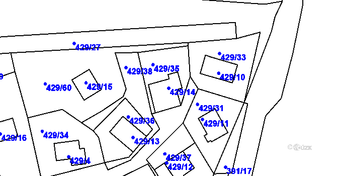 Parcela st. 429/14 v KÚ Frymburk, Katastrální mapa