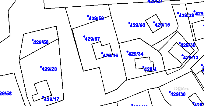 Parcela st. 429/16 v KÚ Frymburk, Katastrální mapa