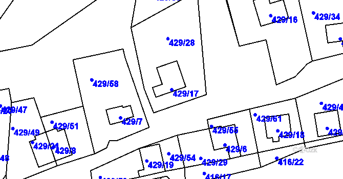 Parcela st. 429/17 v KÚ Frymburk, Katastrální mapa