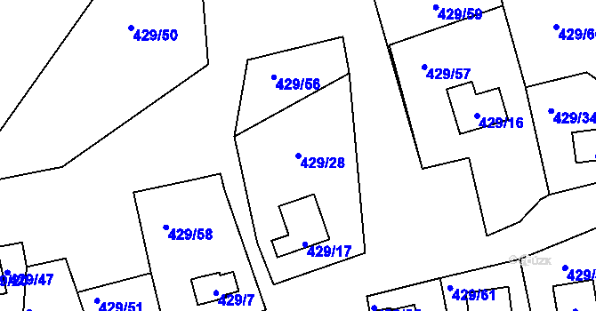 Parcela st. 429/28 v KÚ Frymburk, Katastrální mapa