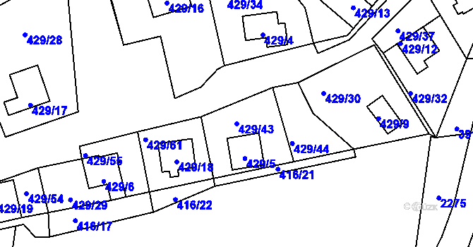 Parcela st. 429/43 v KÚ Frymburk, Katastrální mapa