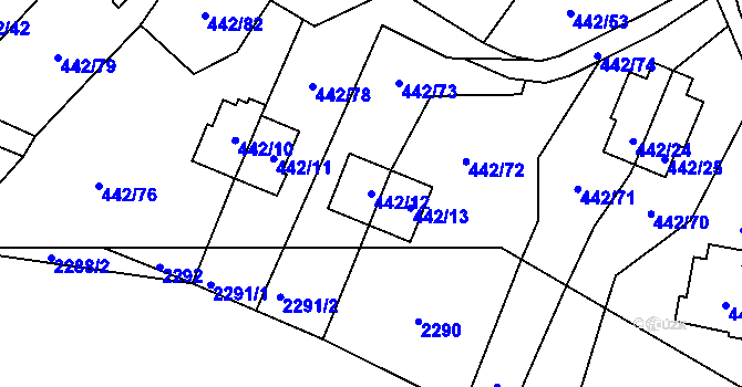 Parcela st. 442/12 v KÚ Frymburk, Katastrální mapa