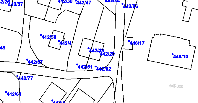 Parcela st. 442/20 v KÚ Frymburk, Katastrální mapa