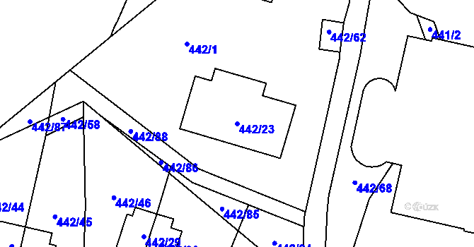 Parcela st. 442/23 v KÚ Frymburk, Katastrální mapa