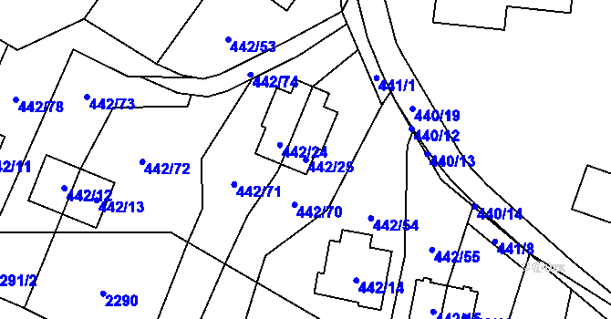 Parcela st. 442/25 v KÚ Frymburk, Katastrální mapa