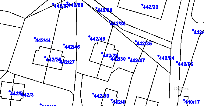 Parcela st. 442/29 v KÚ Frymburk, Katastrální mapa