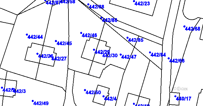 Parcela st. 442/30 v KÚ Frymburk, Katastrální mapa