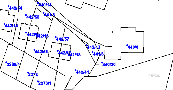Parcela st. 442/43 v KÚ Frymburk, Katastrální mapa