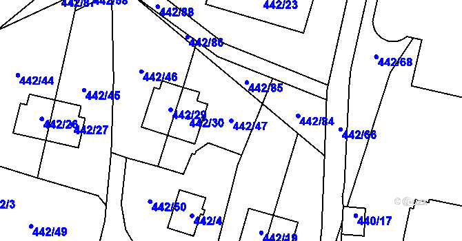 Parcela st. 442/47 v KÚ Frymburk, Katastrální mapa