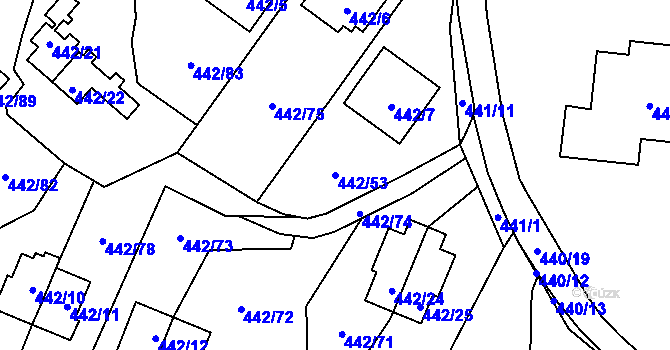 Parcela st. 442/53 v KÚ Frymburk, Katastrální mapa